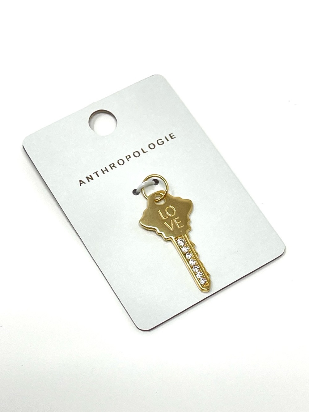 New Anthropologie Love Key Charm Pave - Picture 2 of 5